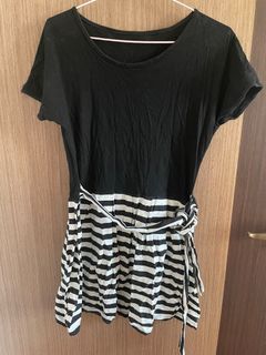 Black dress with white stripe