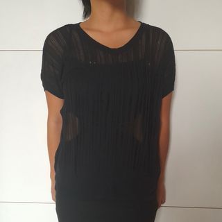 black mesh sheer top/bikini coverup