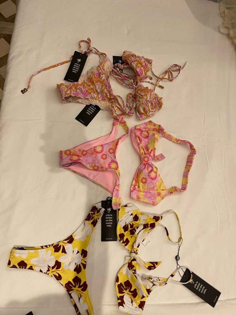 Blackbough Swimsuit Bundle Fits XS-S / 32-34 (Category: Bikinis & Swimsuits) located in Taguig. Submitted by shopena (Listing ID 1234263293, Image 2). Description: PINK LEFT BIKINI - ❌SOLD❌ MIDDLE BIKINI - AVAIL YELLOW RIGHT BIKINI - AVAIL Bought this April 2022 You can get it per set for P2,500! Message for more queries xx Sizing Guide - they fit me perfectly!! Top - size small Bottoms - size medium (sized up bc it runs small) My Measurements 32