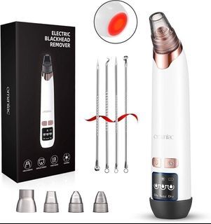 Blackhead Remover Vacuum - OMANIAC Electric Blackhead Vacuum Cleaner Rechargeable Blackhead Remover Tool Hot Compress,Kit with 4 Suction Probes and 4 Acne Removal Tool