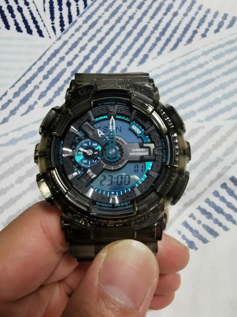 Casio G Shock GA 110 Metallic Green Bezel Black Strap GA2100 Men s Fashion Watches Accessories Watches on Carousell