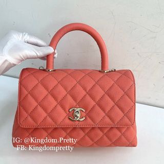 Chanel Coco Handle Caviar Small Classic Quilted Top Handle Flap Bag in Pink Light Gold Hardware LGHW Pre-order