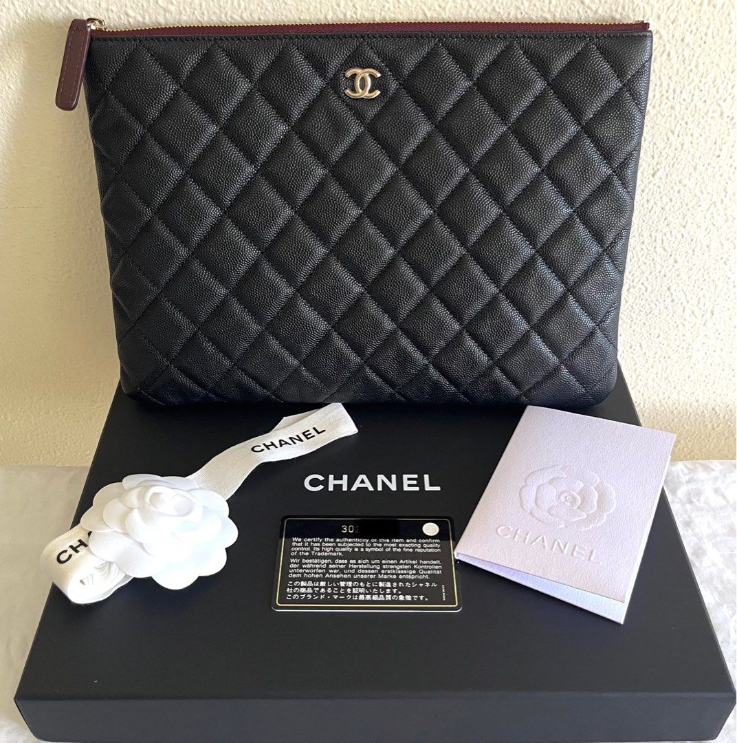 Chanel Medium O Case Classic Pouch with Back Pocket (Shiny Black Caviar),  Luxury, Bags & Wallets on Carousell