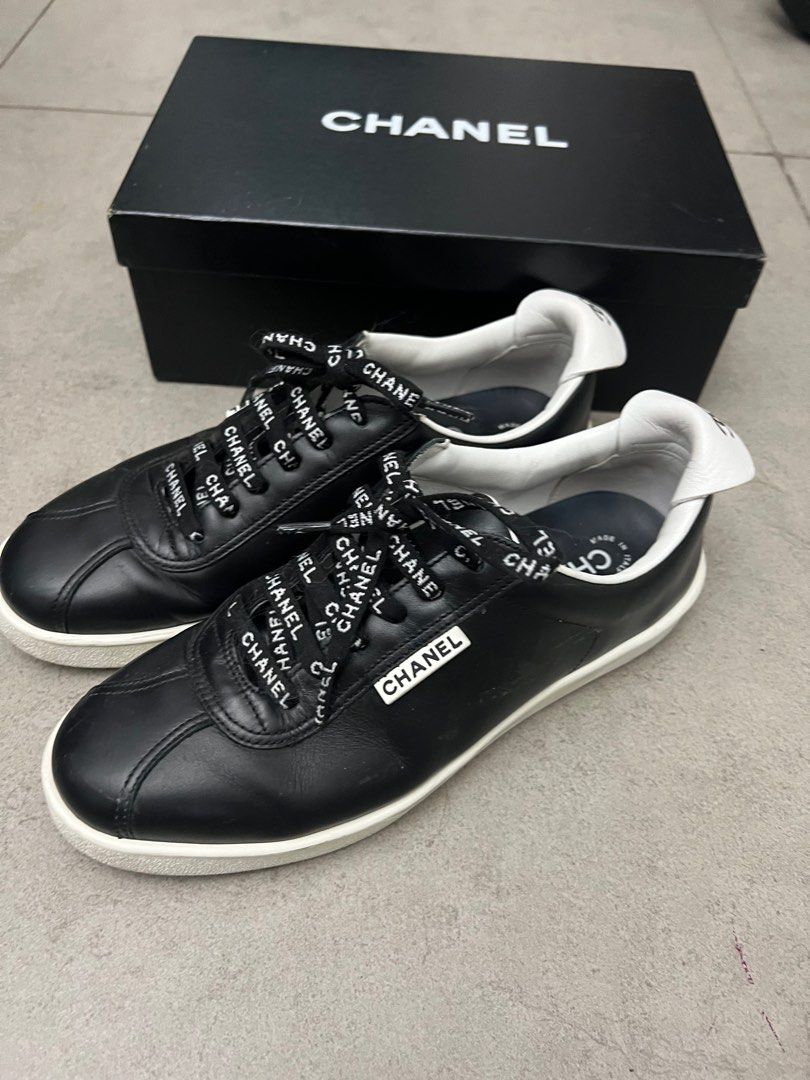 Chanel Sneakers shoes black lace logo