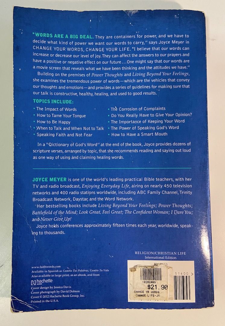 Change Your Words Change your life Joyce Meyer, Hobbies & Toys, Books