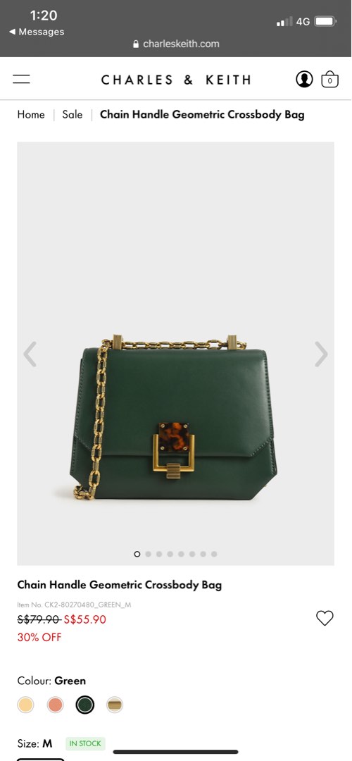 Charles Keith chain handle geometric crossbody Bag in green