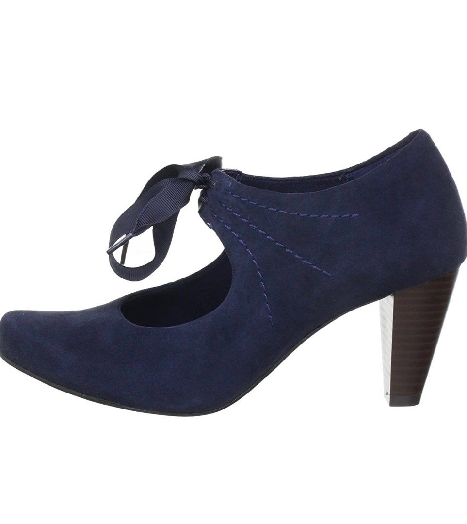 Clarks navy blue heels discount