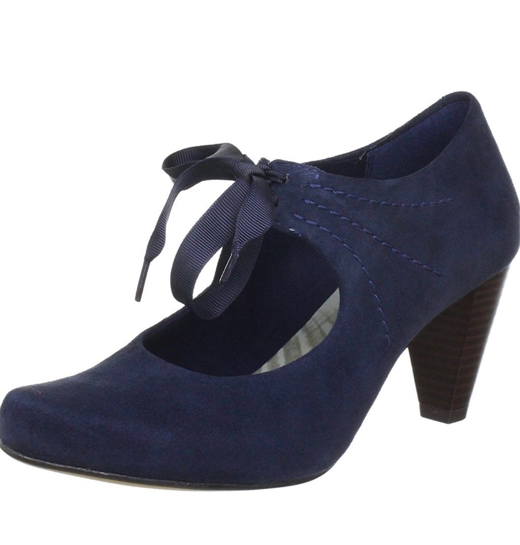 Clarks Navy Blue Heels with Shoe Lace