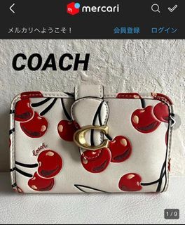 Coach CE628 Court Backpack With Heart Cherry Print IN Gold/Chalk Multi 