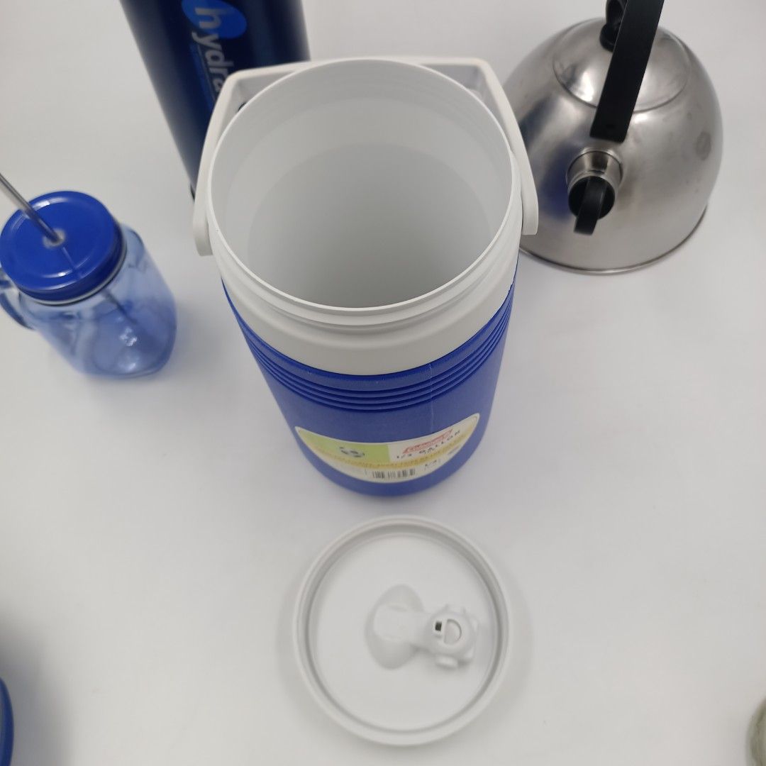 Coleman 1/2 GALLON JUG / Mason Drinking Jar / SUNNEX Whistling Kettle / THERMOS hydration on