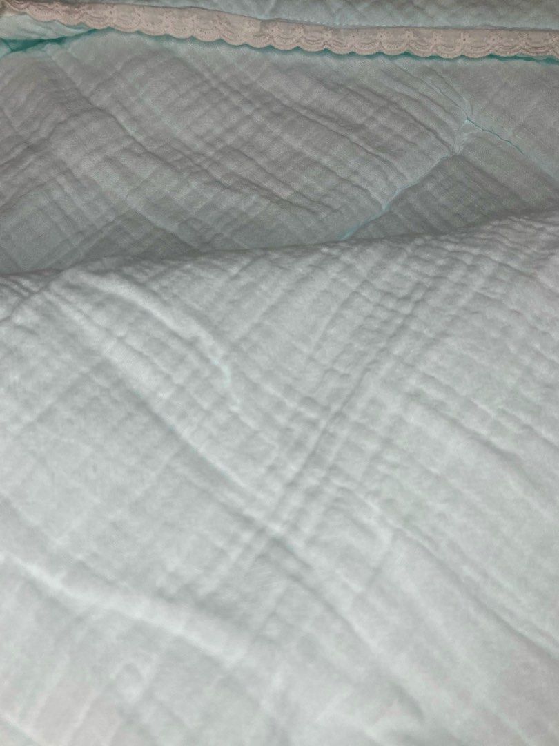 Comforter Receiving Blanket in Baby Blue (Category: Changing Mats & Accessories) located in Naga. Submitted by imasupergal (Listing ID 1234431850, Image 2). Description: MAKE READING A HABIT😊 Details: ▪️Approx measurements: 36” x 36” (square) ▪️Like New. washed and cleaned already. May maliit na stitch kasi nasabit ko pero hindi naman halata and super ganda nito parang muslim blanket and style and texture. Ready to use. ▪️Ganda nito, for travel 
