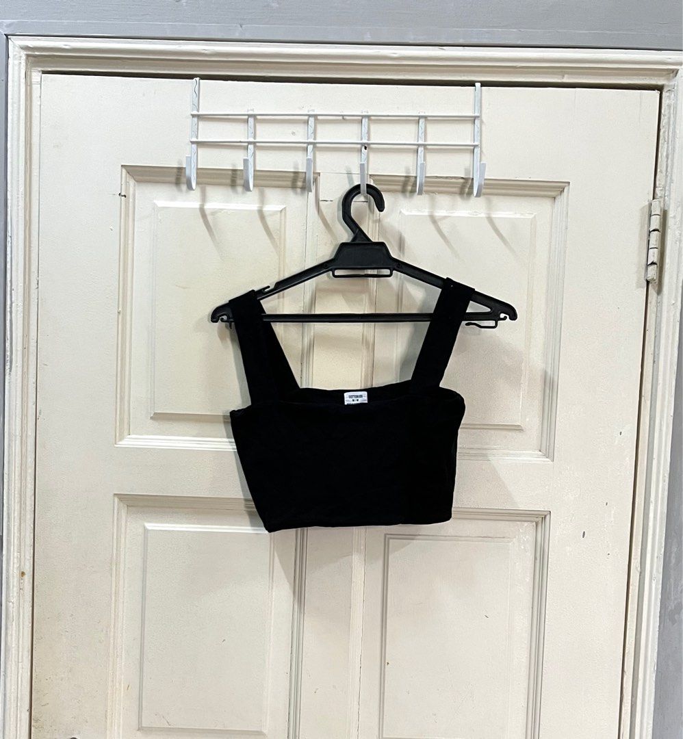 Straight Neck Crop Cami Top Black