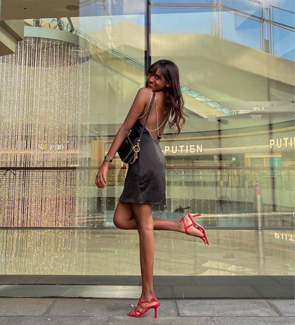 backless dress singapore Black Lace (with Glitter) Dress Open Back