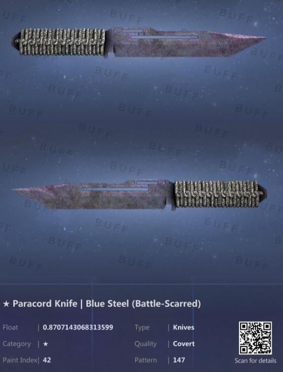 CSGO Paracord Knife Blue Steel Battle Scarred, Video Gaming, Gaming