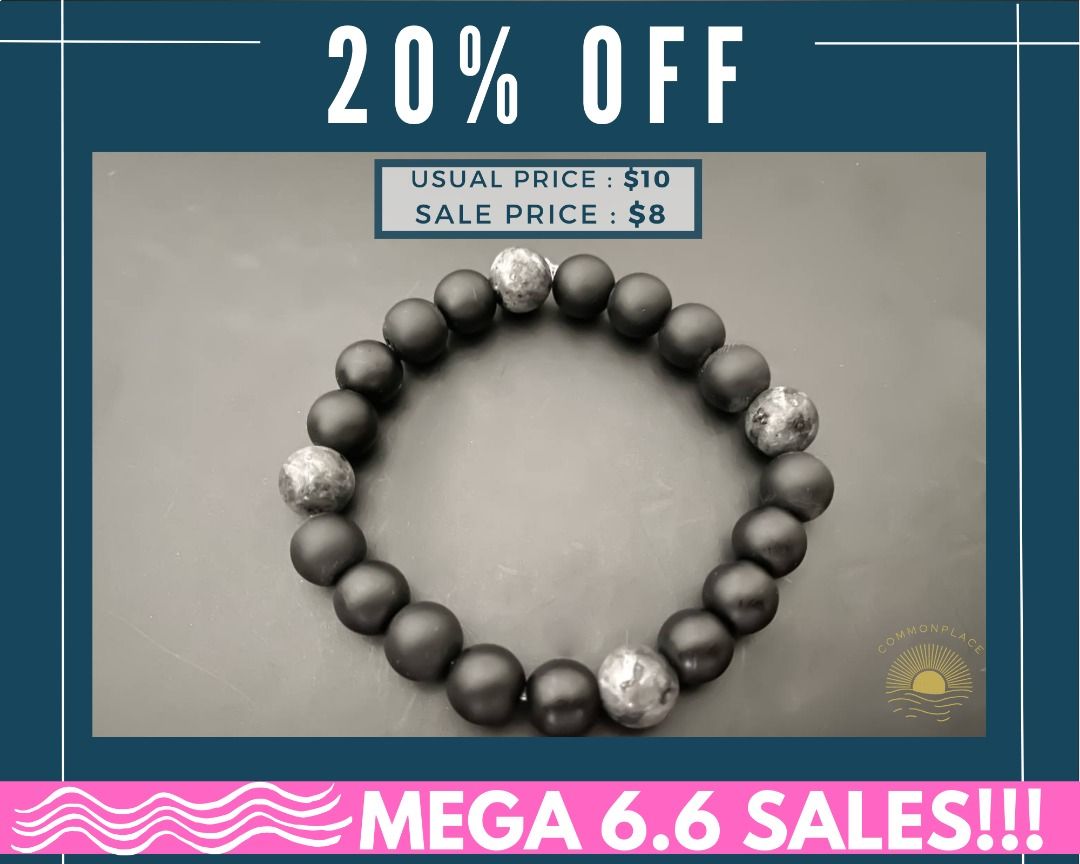 Matte black bead clearance bracelet