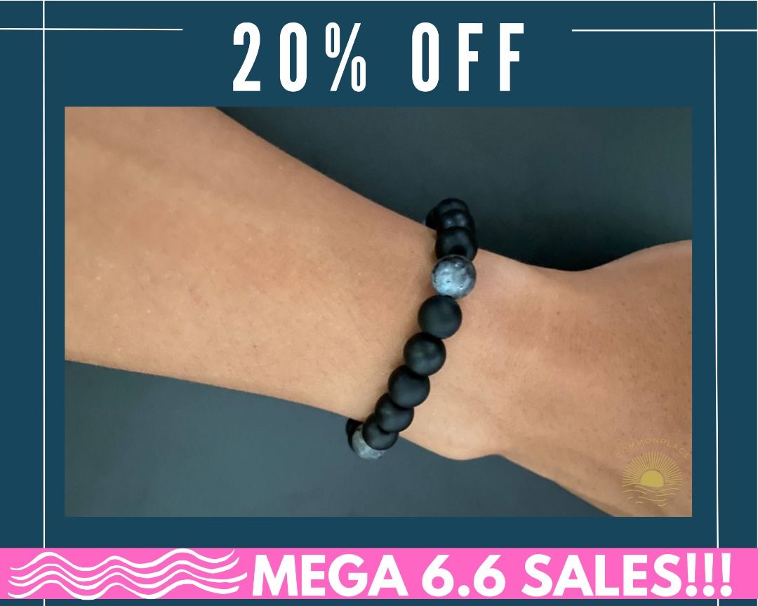 Matte black bead clearance bracelet