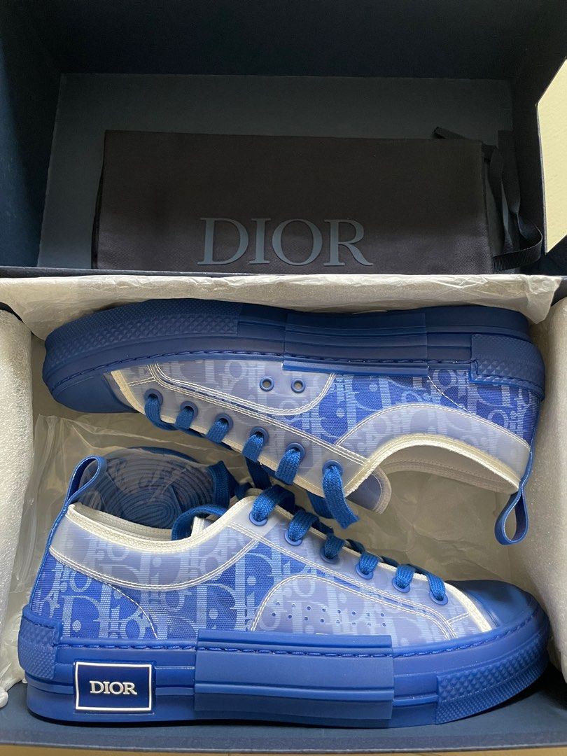 Giày Dior B23 High Top Oblique Canvas Blue Siêu Cấp