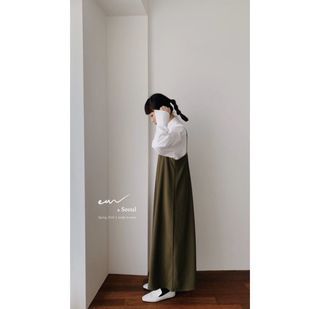 Ear studio 氣質斜口抗皺細肩洋裝 墨綠