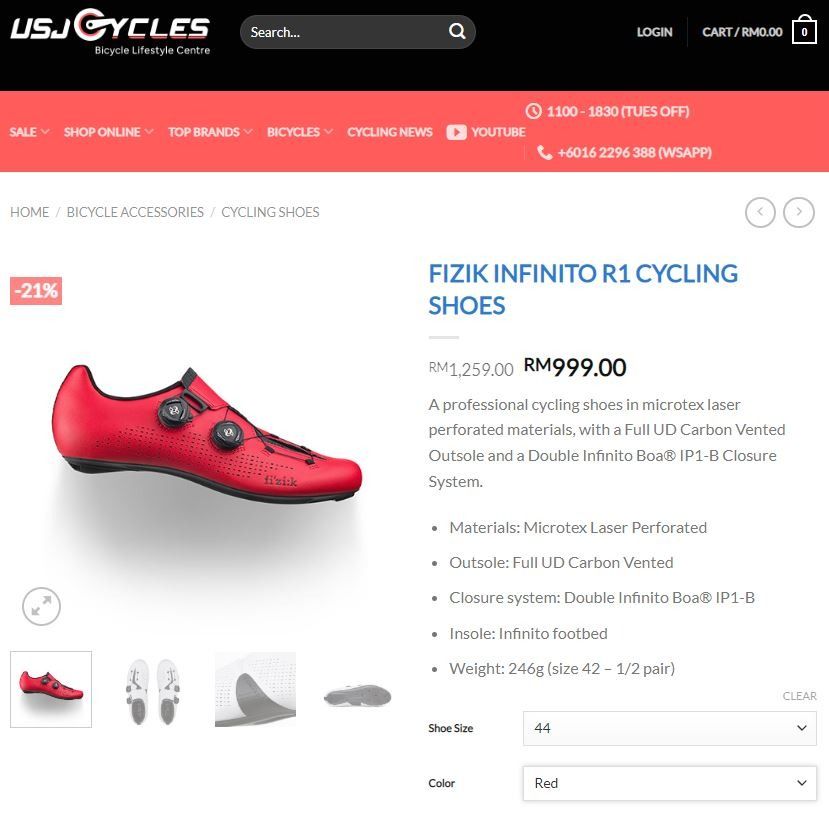 Fizik infinito store r1 size chart