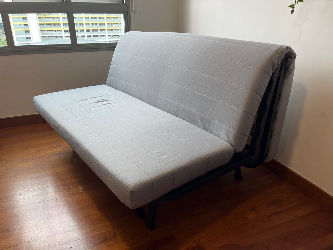 Foldable IKEA Sofabed Lycksele with Ransta Natural Cover, Furniture