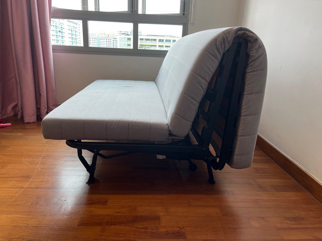 Foldable IKEA Sofabed Lycksele with Ransta Natural Cover, Furniture