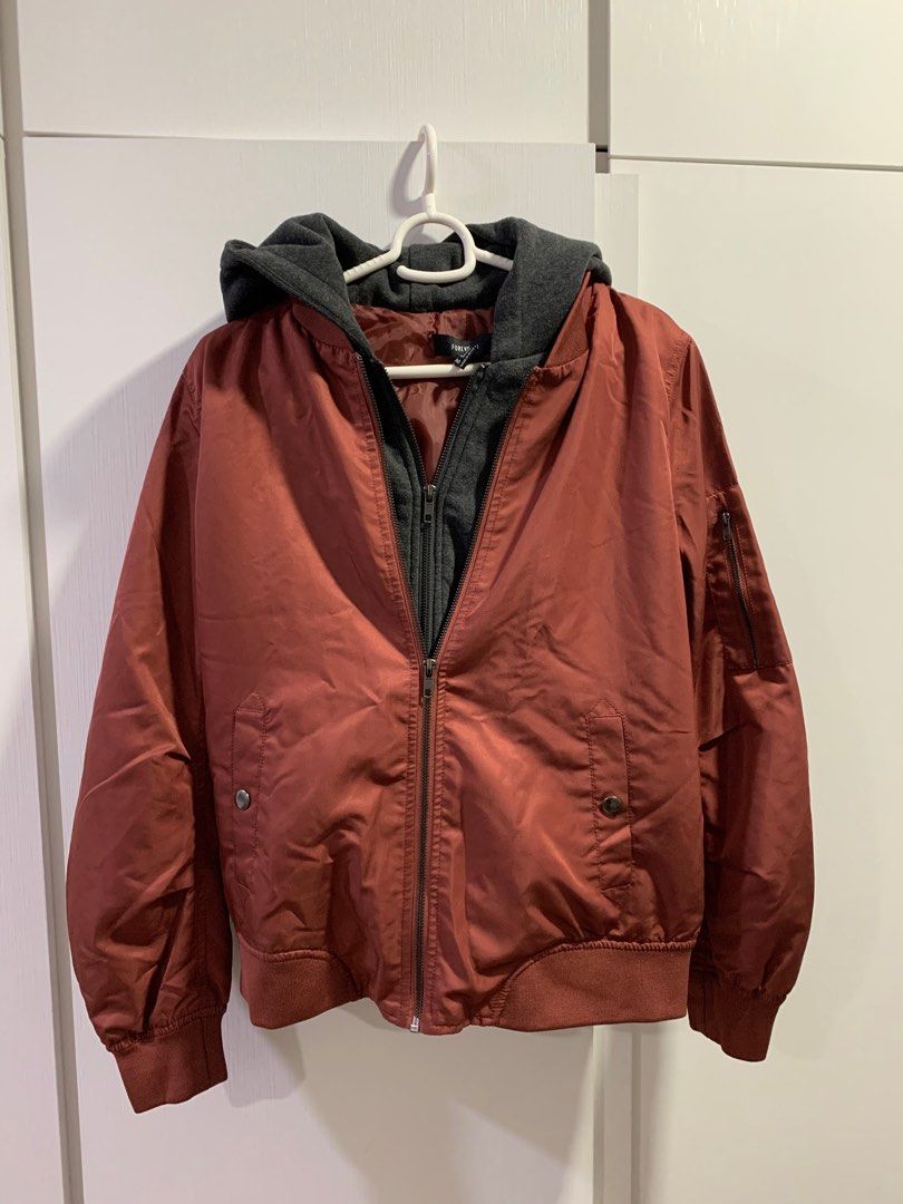 Red bomber jacket forever 21 sale