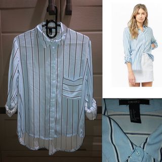 Forever 21 Striped Button -front Shirt
