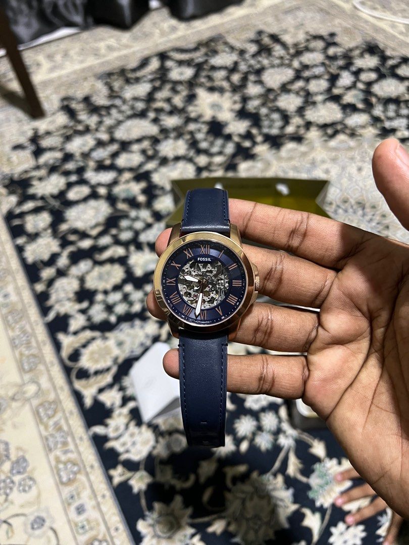 Fossil Grant Automatic Blue Leather Watch
