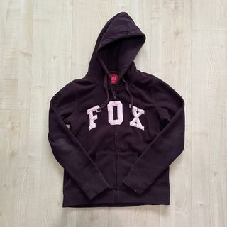 FOX Brown/Baby Pink Thick Hooded Wooly Zip-Up Jacket