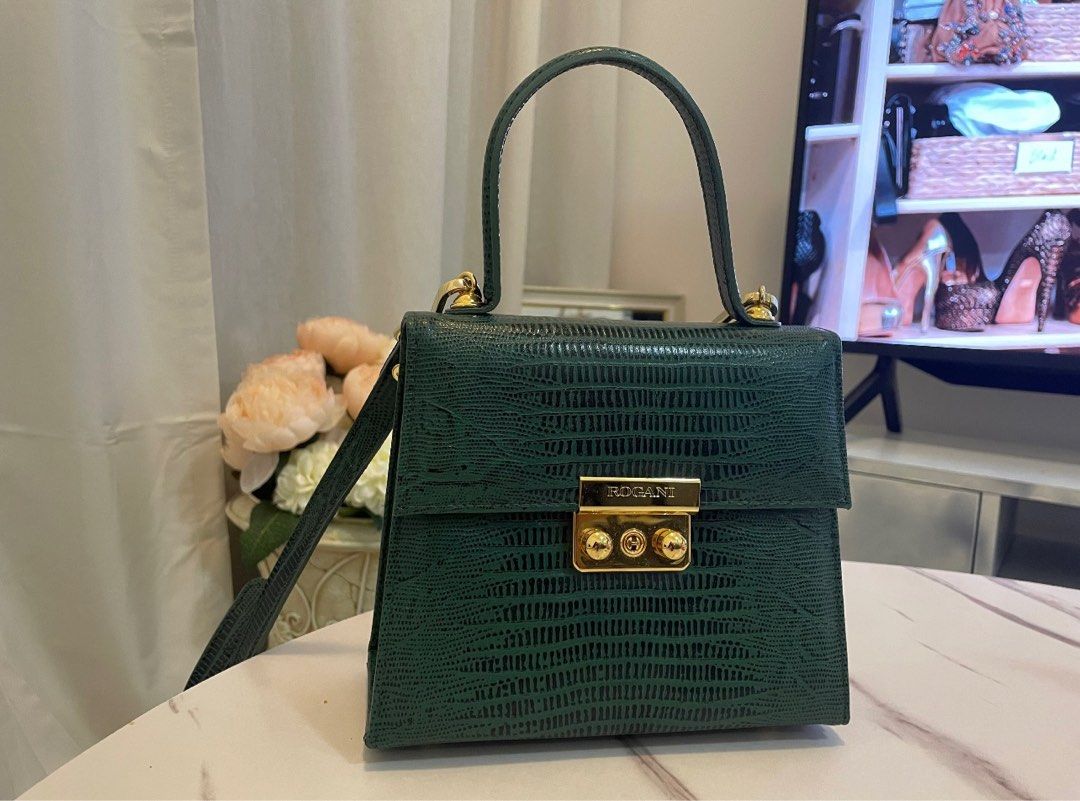Francesco Rogani lizard skin forest green bag Luxury Bags