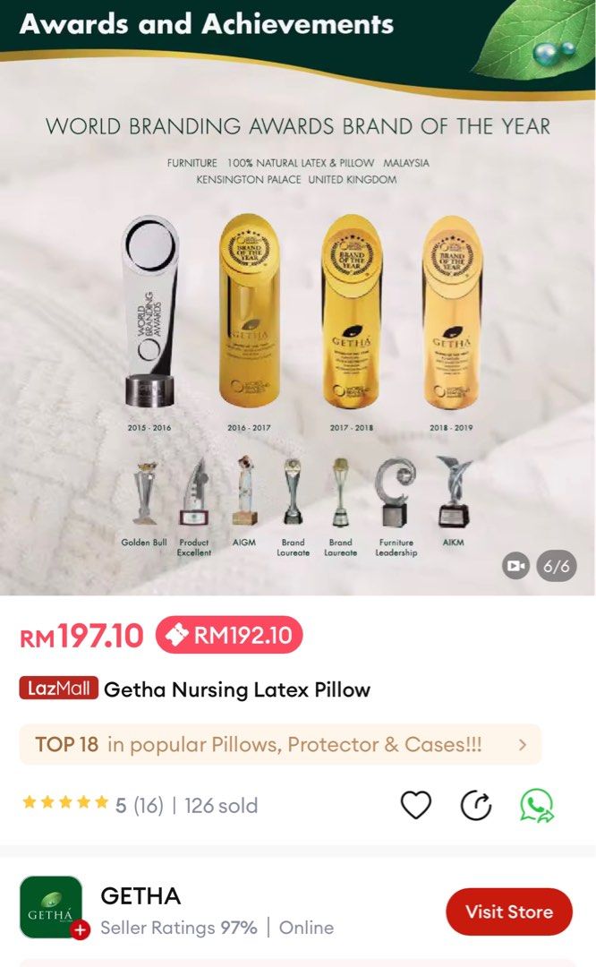 Getha latex nursing pillow, Babies & Kids, Maternity Care on Carousell