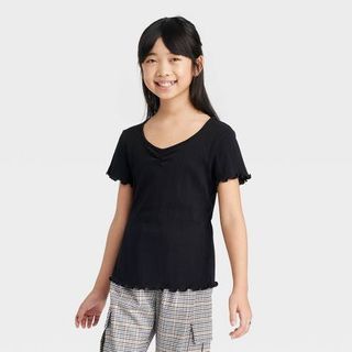 Girls' Short Sleeve Cinch Front T-Shirt