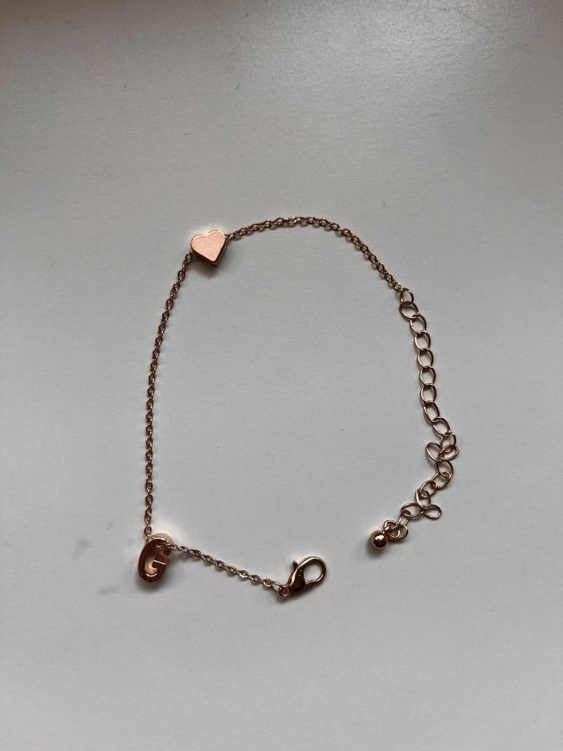 Gold plated bracelet with G initial and heart design Women s