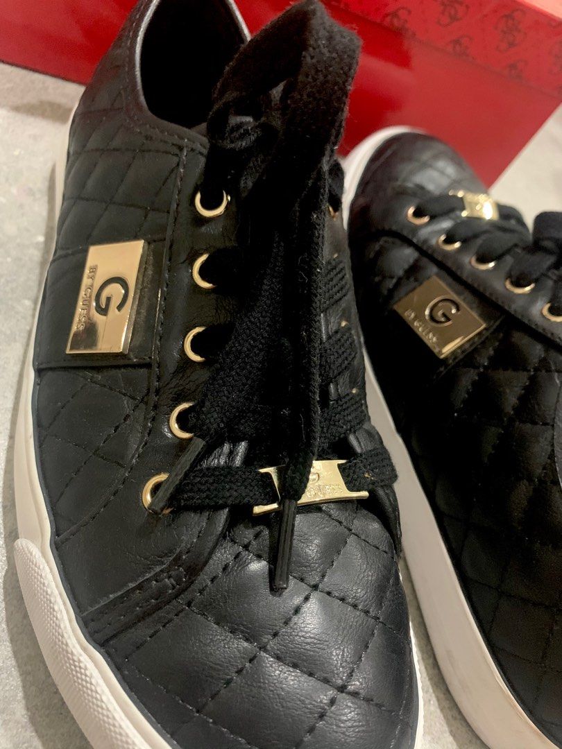 GUESS SALE GUESS SNEAKERS GUESS SHOES IN BLACK BLACK SNEAKERS BLACK AND GOLD SHOES QUILTED SNEAKERS Y2K SHOES Women s Fashion Footwear Sneakers on Carousell