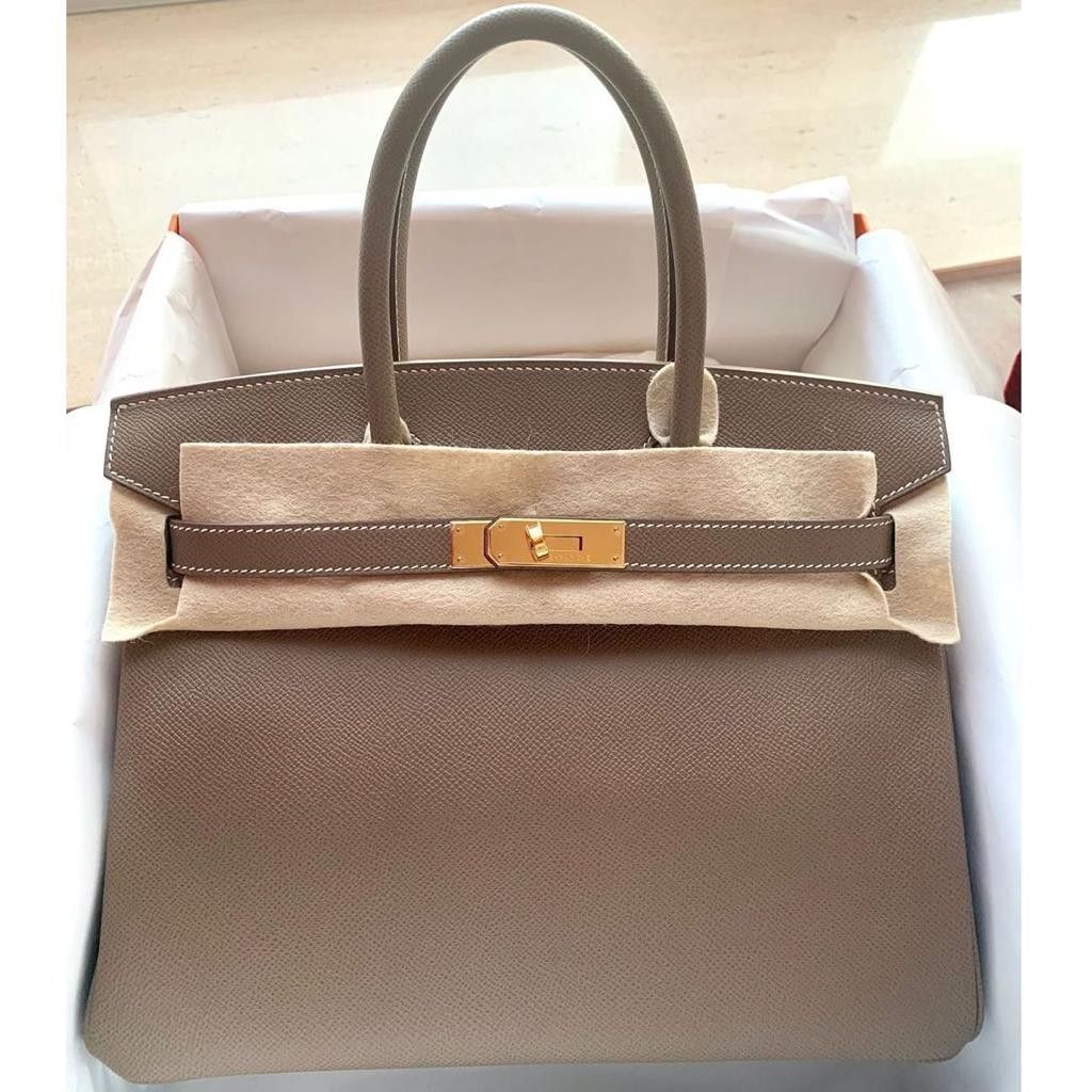 BN Hermes Birkin 25 Togo GHW Vert de Gris U stamp Receipt, Luxury