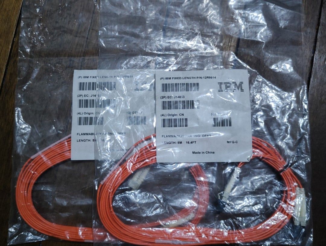 IBM LC-LC Fiber Optic Cable (Category: Networking) located in Quezon City. Submitted by mrpekka (Listing ID 1234383359, Image 1). Description: IBM Fiber Optic Cable LC-LC 5M - P500/EACH 2pcs. avail. Part Number: 12R9914 Description: IBM 5 Meter (16.4ft) LC to LC fiber cable Meet Ups: Fishermall Quezon City Waltermart Munoz Ayala Malls Cloverleaf LRT Balintawak Station MRT Quezon Avenue Station Welcome Rotonda Shipping via Lalamove, Borzo or Grab 