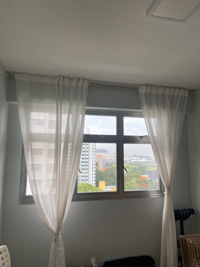 Ikea curtain set and rod, Furniture & Home Living, Home Decor, Curtains
