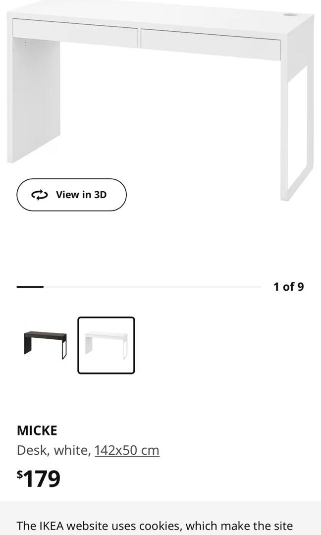 IKEA Micke Desk WHITE, Furniture & Home Living, Furniture, Tables