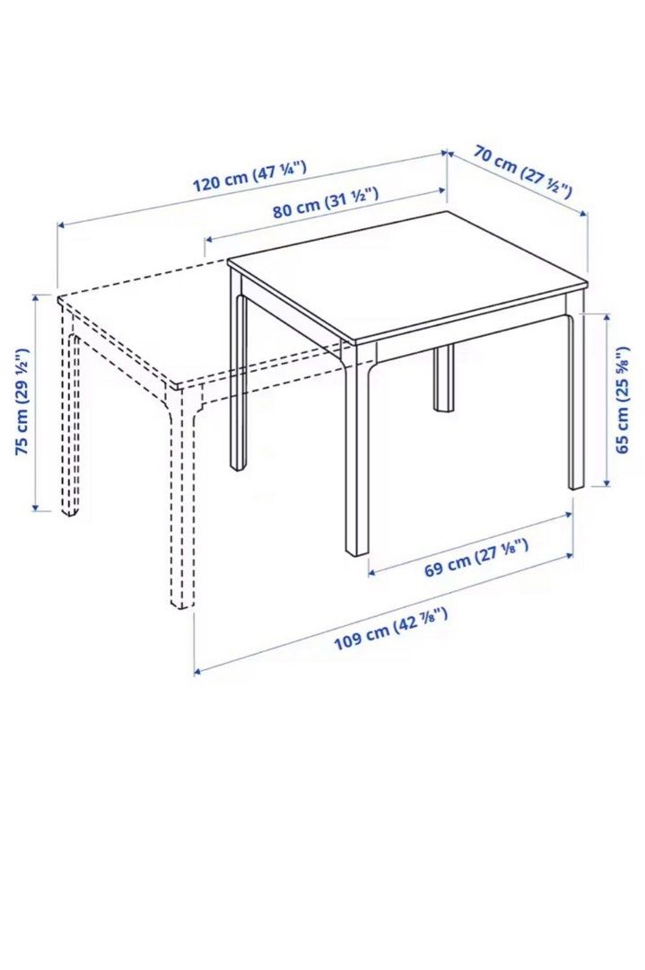 IKEA white extendable table and chairs, Furniture & Home Living
