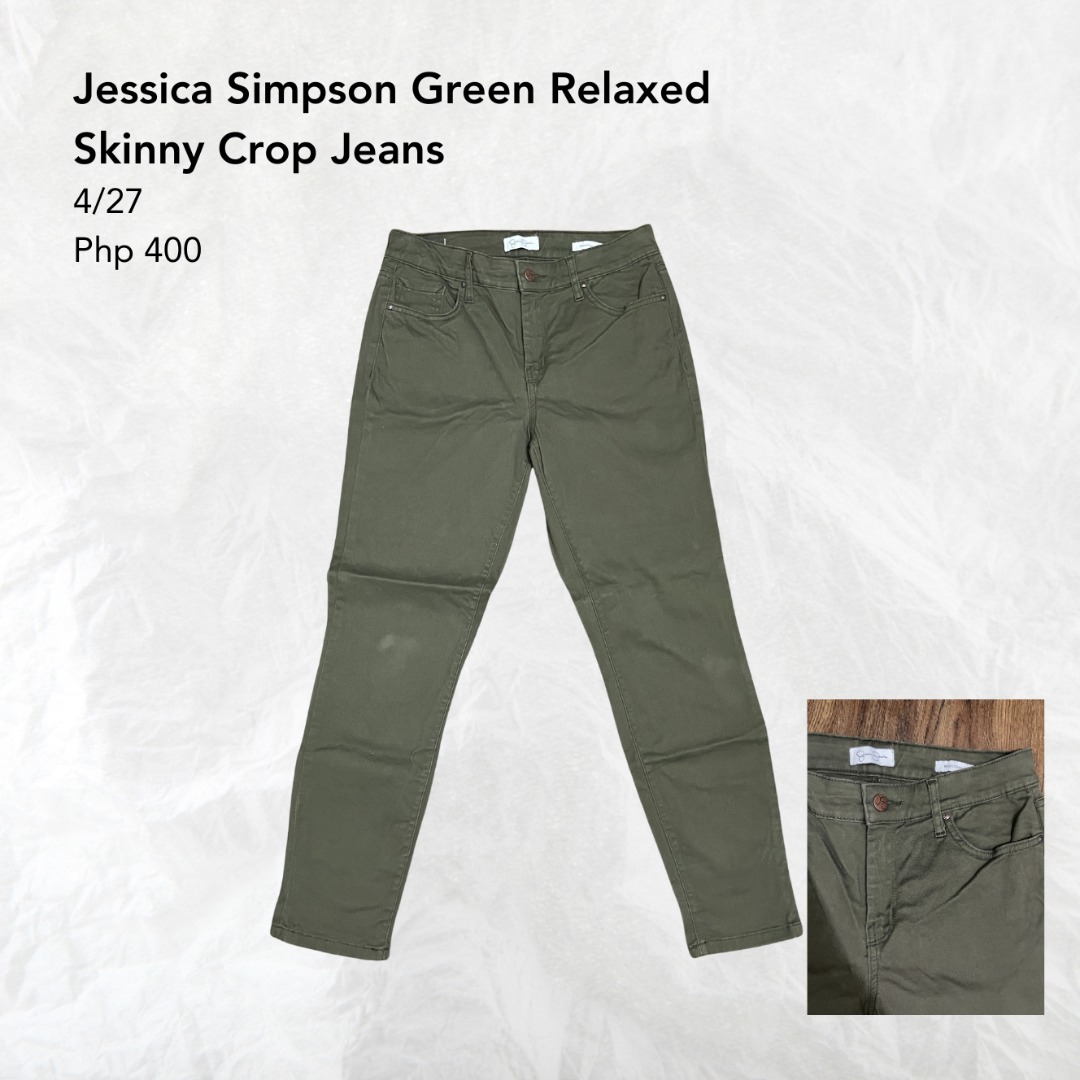 Jessica Simpson Green Relaxed Skinny Crop Jeans, Women's Fashion ...