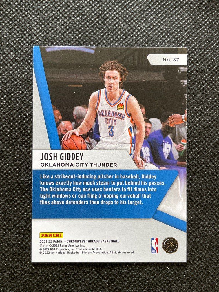 Josh Giddey 2021-22 Chronicles Prestige RC (Category: Raw Singles) located in Iloilo. Submitted by ISHCARDS (Listing ID 1234267331, Image 2). Description: Pm for more details Comes with free sleeve and toploader.