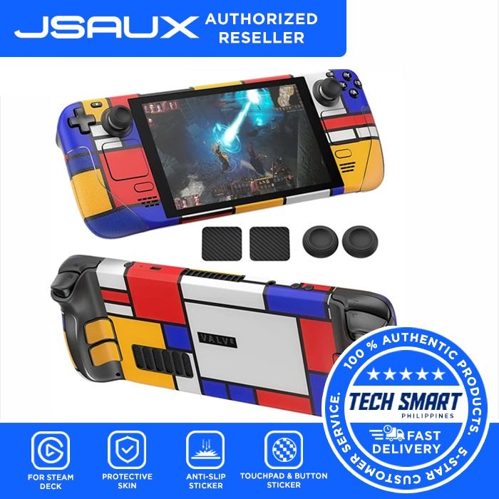 JSAUX Full Set Protective Skin For Steam Deck GP0002 (Category: Cases & Covers) located in Las Pinas. Submitted by techsmartph (Listing ID 1234349166, Image 3). Description: Available in these colors: * Ice Blast * Retro * Mondrian * Spider * Berserk * [Designed for Steam Deck]: The smart machine cuts precisely and perfectly matches the Steam Deck. Your personalized color and pattern decal stickers in a simple and trendy style. Give your Steam De