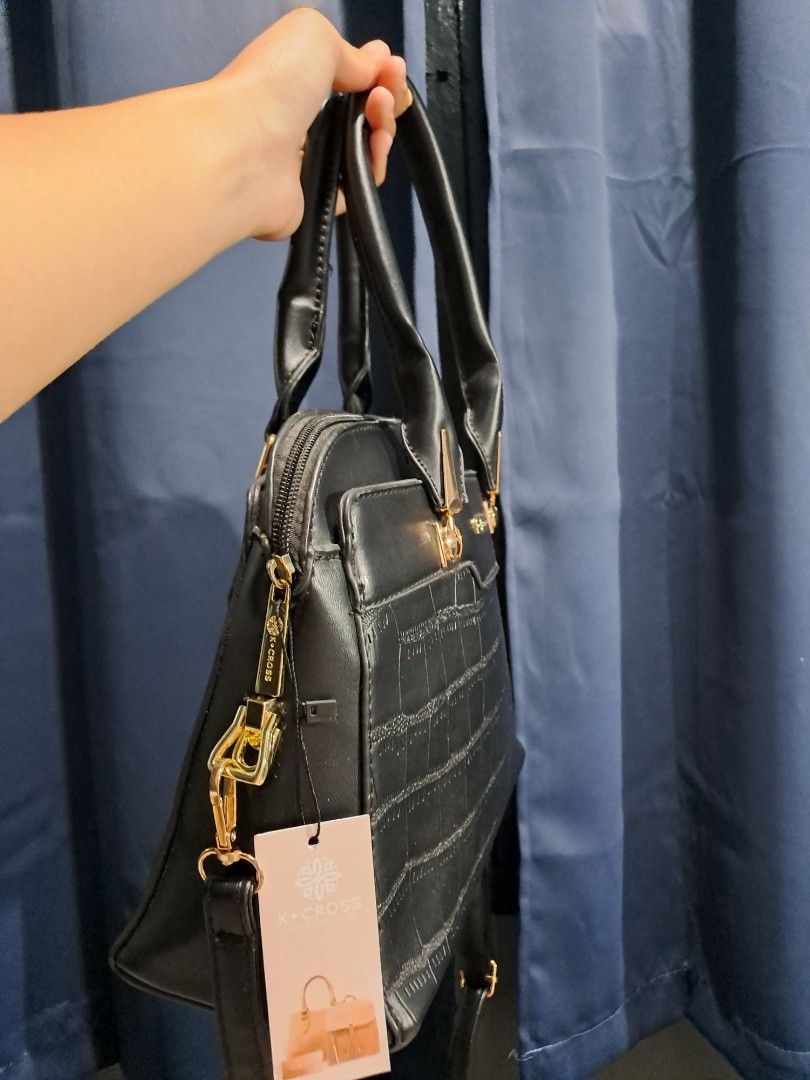 Kcross Black Leather Shoulder Bag, Women's Fashion, Bags & Wallets ...