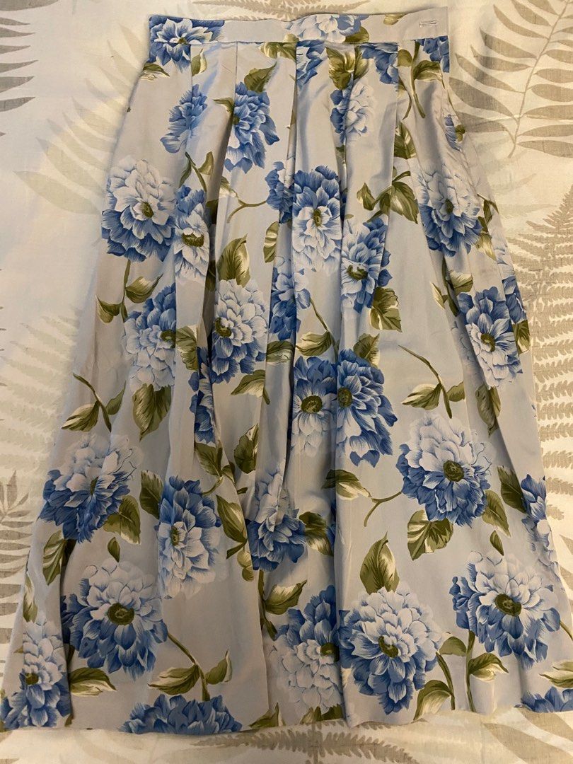 Floral Midi Skirt Blue
