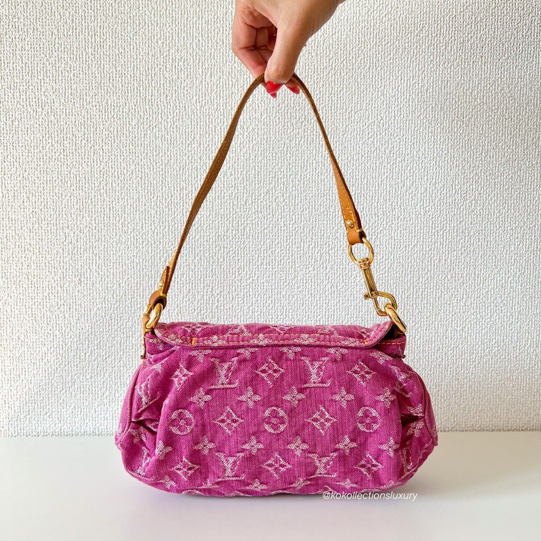 Vintage Louis Vuitton pink monogram denim pleaty bag, Luxury, Bags &  Wallets on Carousell