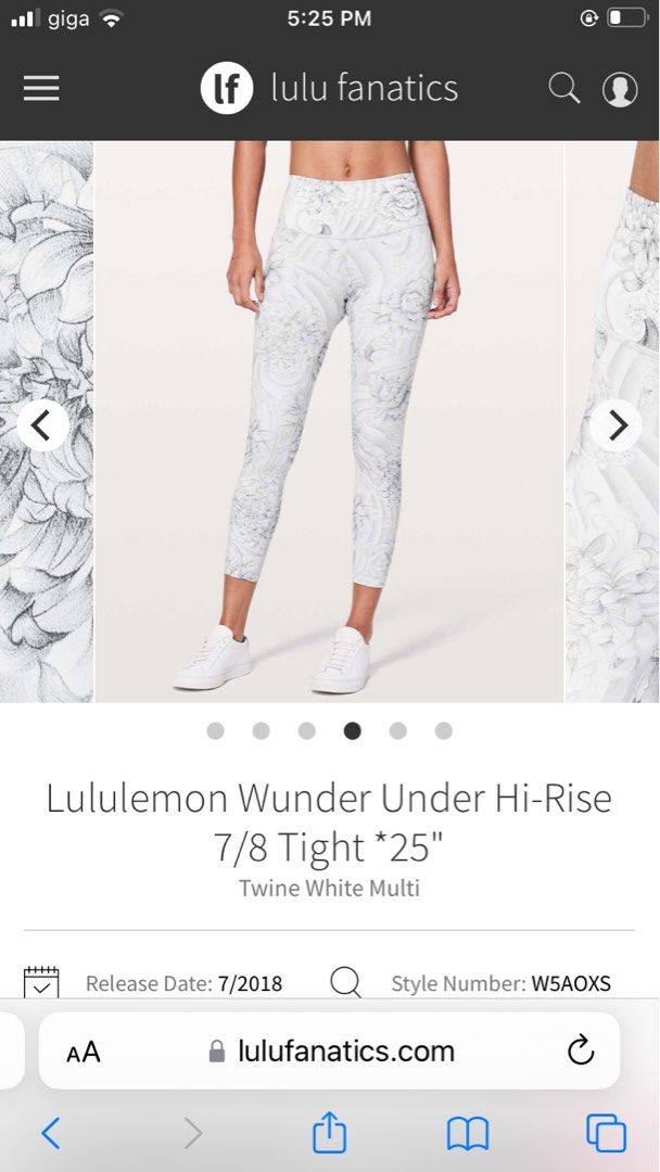 Lululemon Wunder Under Hi-Rise Tight *Mesh 28 - White - lulu fanatics