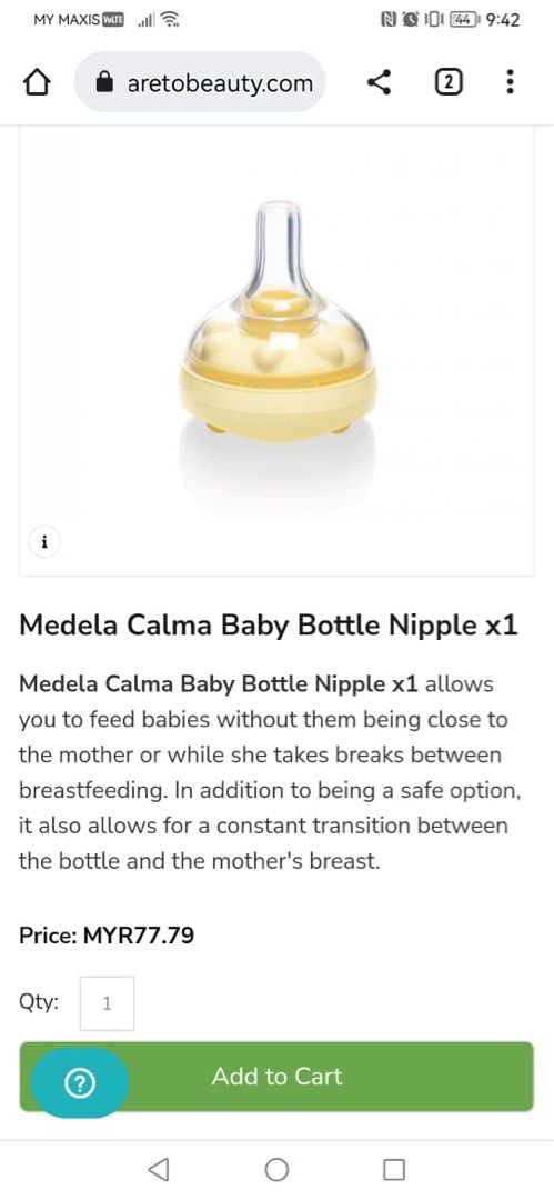 Medela Breastmilk Feeding Nipple, Calma