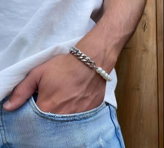 Men Pearl Chain Bracelet
