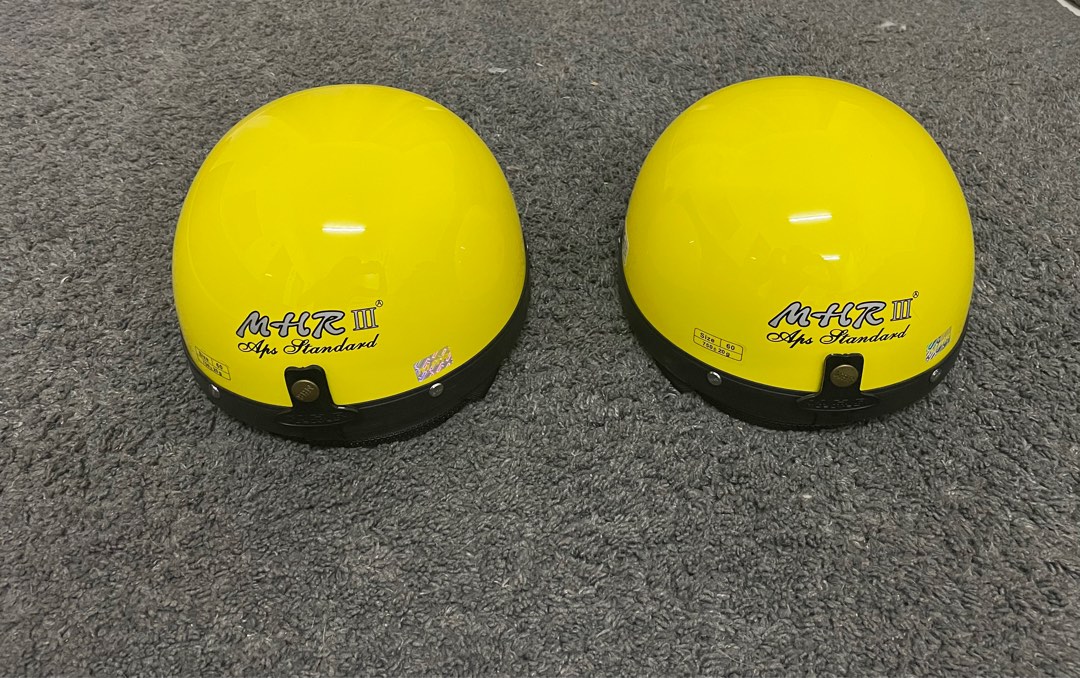 Mhr half helmet yellow Motorcycles Motorcycle Apparel on Carousell