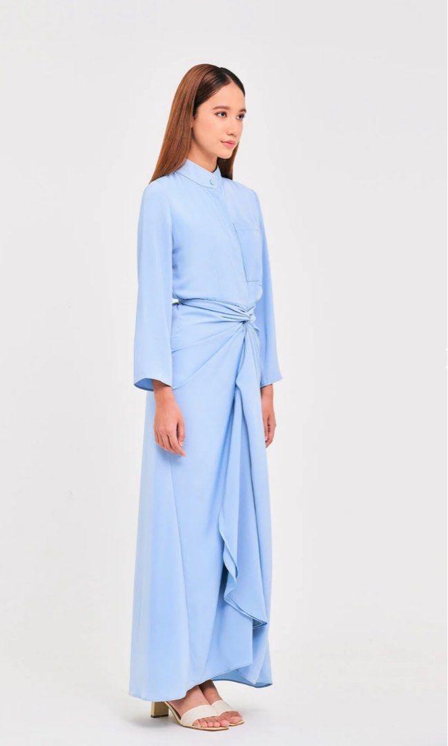 Mimpi Kita blue buttoned wrap dress Women s Fashion Muslimah